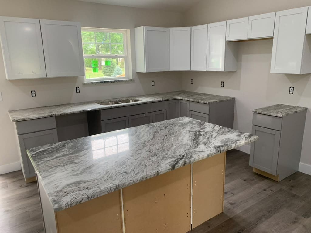 Brown Fantasy granite kitchen island countertop installation