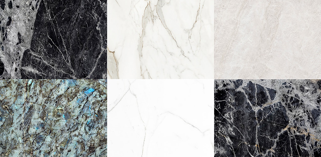 Dark and light countertop color samples side by side